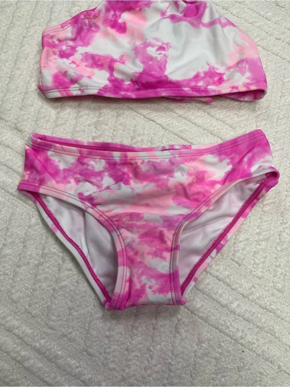 Kanu Surf Girl's Halter Pink Tie-Dye Bikini Set Size 6X